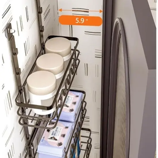 Acekool Over The Door Pantry Organizer &ndash; Heavy-Duty Metal Hanging Spice Rack with Adjustable Shelves for Kitchen & Bathroom Storage image {2}