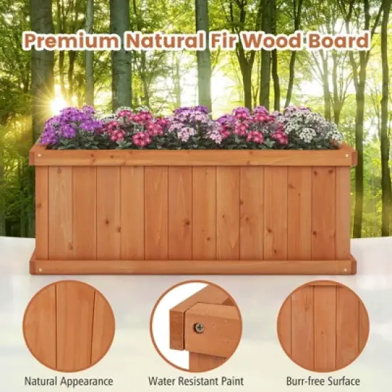 Costway Raised Garden Bed Fir Wood Rectangle Planter Box with Drainage Holes Orange image {4}