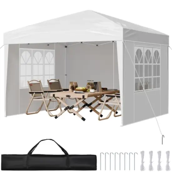 VEVOR Pop Up Canopy, 10 x 10 ft, Instant Pop Up Gazebo Tent, Portable Easy Up Canopy with 3 Sidewalls & 2 Ventilated Windows, 3 Height Settings image {8}
