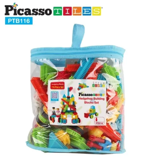 PICASSO-TILES Magnetic Tiles for Kids, 116PCS Hedgehog Playset, Construction STEM Building Blocks Educational Toy image {11}