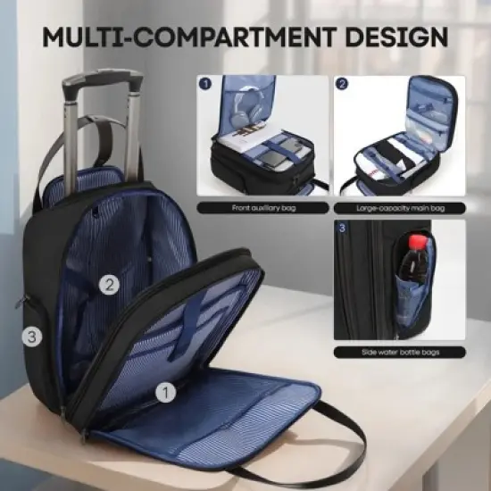 NEW YORK XPRESS XJ-5011 Underseat Soft Carry On Luggage, Rolling Wheels, Lightweight Travel Bag, 16" image {7}