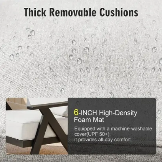 YARDSIGHT 3-Piece Patio Furniture Set, Aluminum Outdoor Bistro Set with 2 Armchairs & Side Table, Weather-Resistant Cushions for Balcony, Deck, Porch image {4}