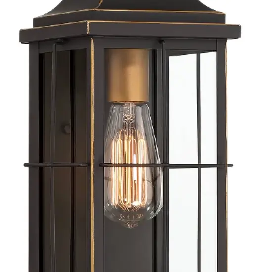 John Timberland Sunderland Rustic Mission Outdoor Wall Light Fixture Black Gold 15" Clear Glass for Post Exterior Barn Deck House Porch Yard Patio image {2}