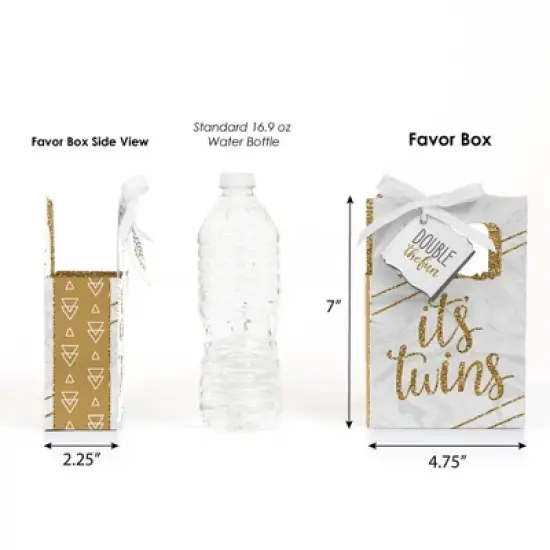 Big Dot of Happiness It's Twins - Gold Twins Baby Shower Favor Boxes - Set of 12 image {1}