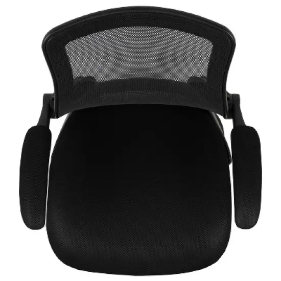 Emma and Oliver Black Mesh Sled Base Side Reception Guest Office Chair with Flip-Up Arms image {8}