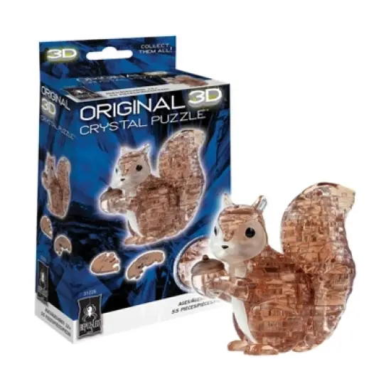 Bepuzzled Brown Squirrel 3D Crystal Puzzle - 55pc: Fine Motor Skills, Animals Theme, Plastic Material image {1}