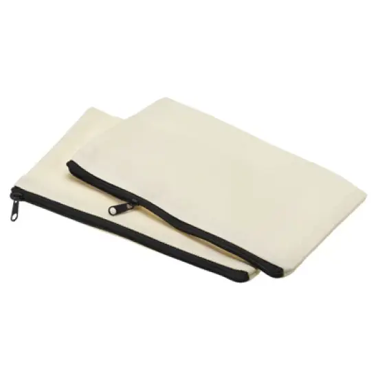 Unique Bargains Canvas Makeup Pencil Organizing Blank DIY Zip Pouches 4 Pcs image {3}