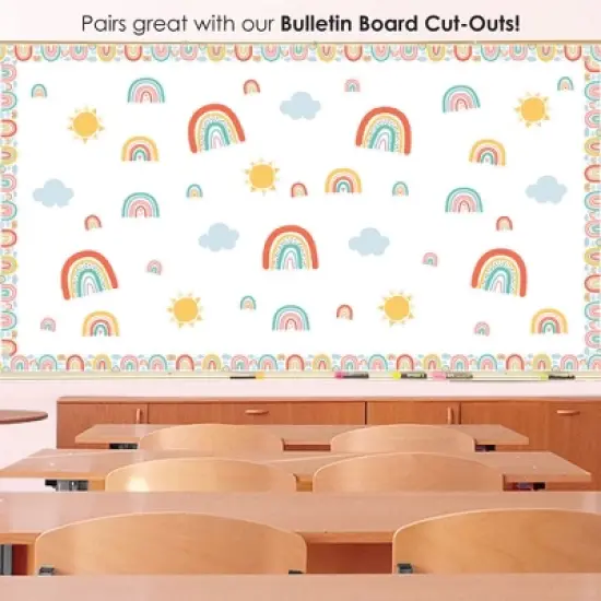 Big Dot of Happiness Pastel Boho Rainbow - Scalloped Classroom Decor - Bulletin Board Borders - 51 Feet image {5}