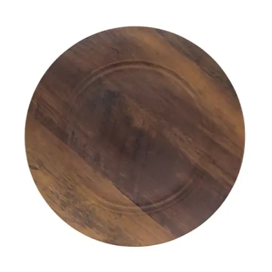 Saro Lifestyle Faux Wood Finish Charger Plate (Set of 4), 13", Brown image {4}