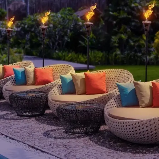 Sorbus 4 Pack Outdoor Metal Patio Torches &ndash; Includes Fiberglass Wick and Snuffer Cap image {1}