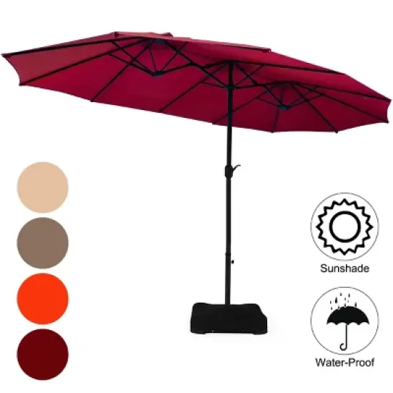 Tangkula 15Ft Outdoor Double-Sided Patio Umbrella with Base image {4}