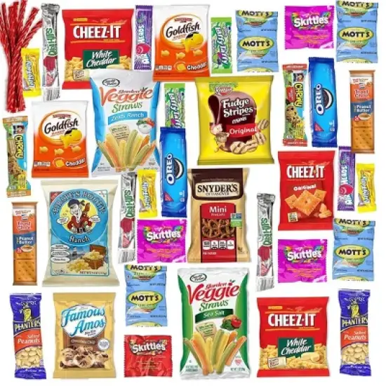 Birthday Gift Basket Care Package (45 Count) Snacks Food Cookies Chips Candy Party Variety Gift Box Pack Assortment Basket Bundle Mix Bulk Sampler image {1}