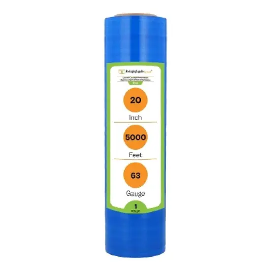 PSBM 1 Roll Opaque Blue Machine Length Hand Stretch Wrap, 20 in. x 5000 Ft. x 63 Ga image {1}
