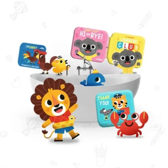 merka Baby Bath Books for Toddlers - 4 Floatable Waterproof Plastic Books (Thank You, Sorry, Hi Bye, Please) image {2}