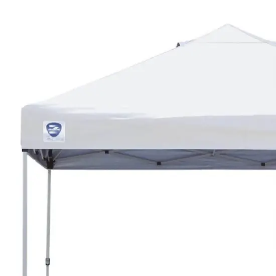 Z-Shade Angled Leg Canopy Tent with Push Button Locking System and 4 Pack of 5 Pound Plastic Concrete Filled Leg Weight Plates, White image {4}