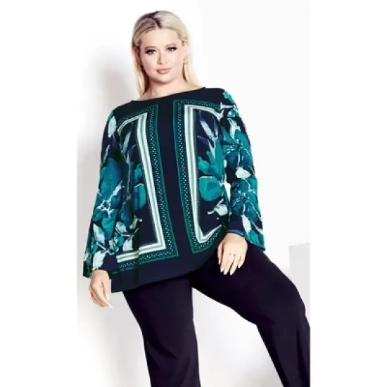 Women's Plus Size Burrow Placement Top - blue | AVENUE image {6}