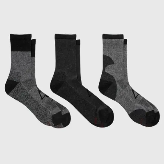Hanes Premium Men's Explorer Job Sites Crew Socks 3pk - Gray/Black 6-12 image {1}