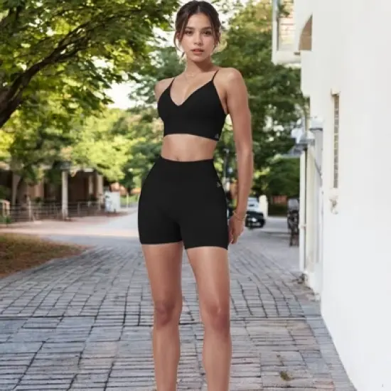 Anna-Kaci Active Women's V-Neck Longline Sports Bra with Adjustable Spaghetti Straps for Workout Wear image {4}