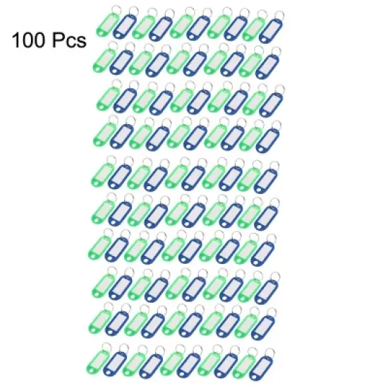 Unique Bargains Plastic Luggage ID Label Name Tag Badge Clip Holder Keyring 100 Pcs Blue Green image {1}