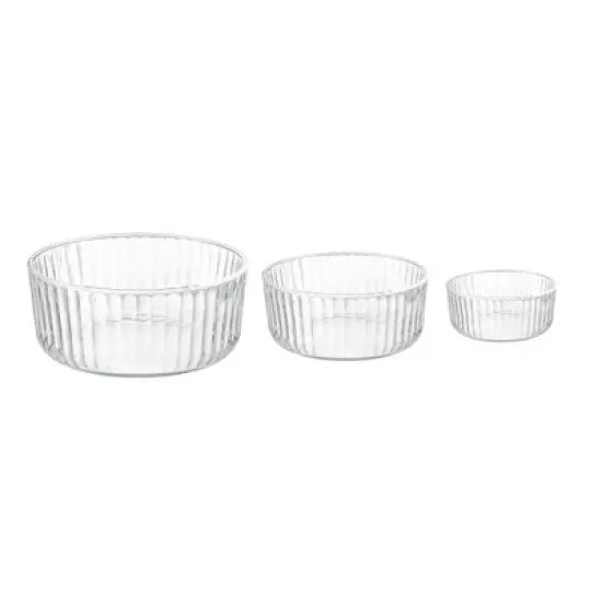 Bormioli Rocco Exclusiva Glass Bowl Set of 3 &ndash; 7", 6", 4.75" Stackable Serving Bowls &ndash; Decorative 3-Size - Dishwasher Safe, Light-Reflective image {7}