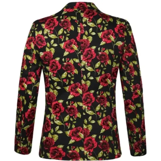 Lars Amadeus Men's Prom Floral Slim Fit One Button Lightweight Prom Suit Blazer Jacket image {1}