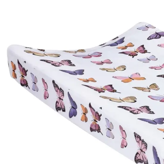 Lambs & Ivy Butterfly Dreams Soft/Cozy Fleece Changing Pad Cover - White image {2}