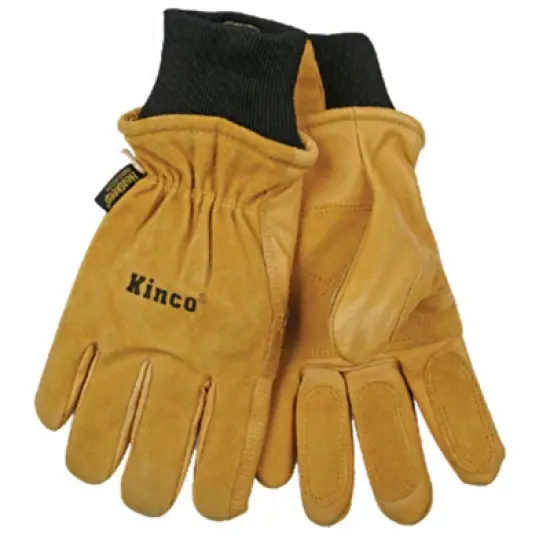 Kinco L Pigskin Leather Black/Gold Ski Gloves image {1}