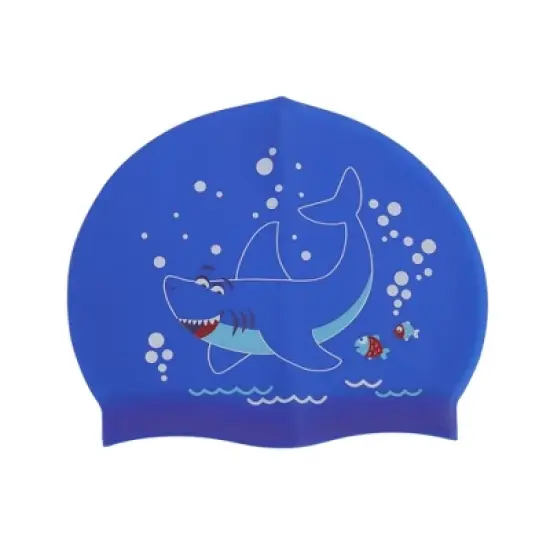 Unique Bargains Kid's Silicone Waterproof Cartoon Shark Swim Cap 1 Pc image {6}