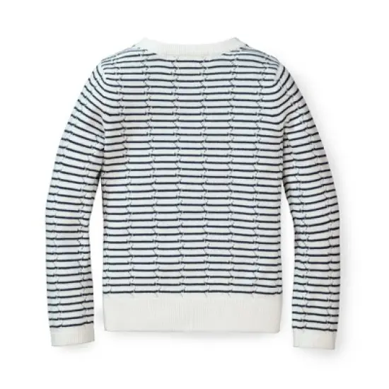Hope & Henry Girls' Organic Cotton Pointelle Stripe Cardigan, Infant image {3}