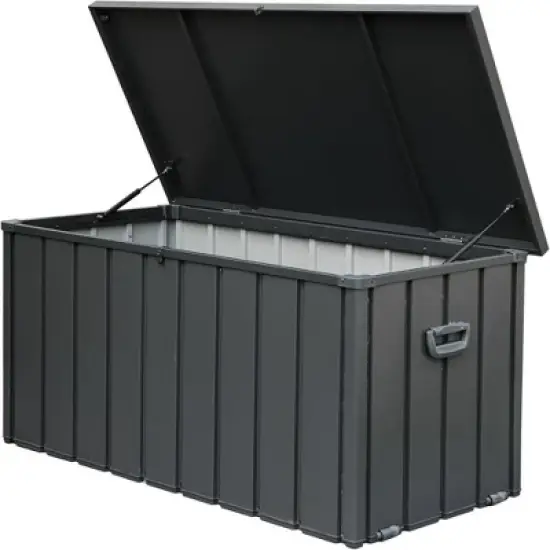 Steel Deck Box Lockable Large Storage Container Waterproof Storage Box For Patio Furniture Garden Tools Pool Supplies image {6}