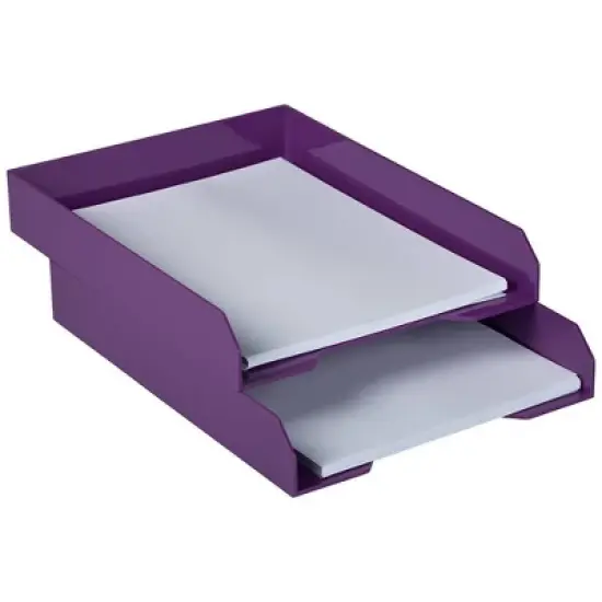 JAM Paper 2pk Stackable Desktop Paper Trays Purple image {3}