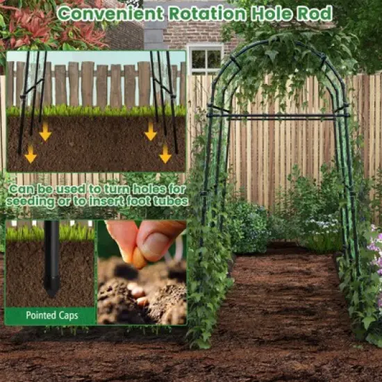 Tangkula Garden Arch Trellis 7.5 FT Tall Garden Arch Plant Tunnel Trellis with Trellis Netting Tunnel Plant Support image {4}