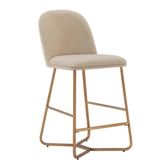 2pk 24" Karianne Linen Upholstered Counter Height Barstools Beige - Inspire Q image {3}