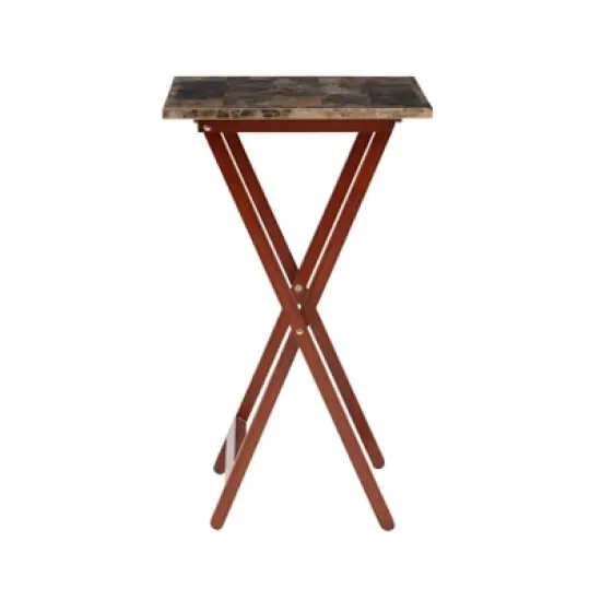 Faux Marble Tray Table Set - Linon image {6}