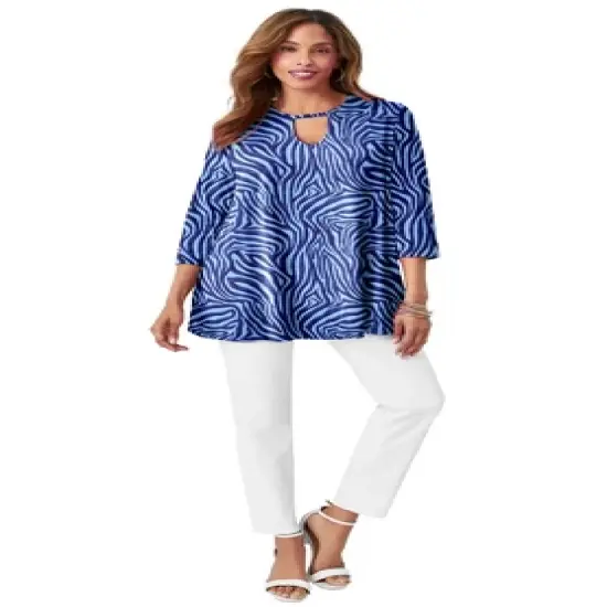 Jessica London Women&rsquo;s Plus Size Keyhole Swing Tunic image {8}