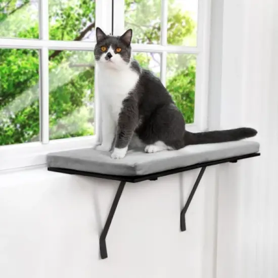 Sandinrayli Cat Window Seat Wall Mount Perch House, Heavy Duty Cat Bed Shelves Furniture, Grey image {11}