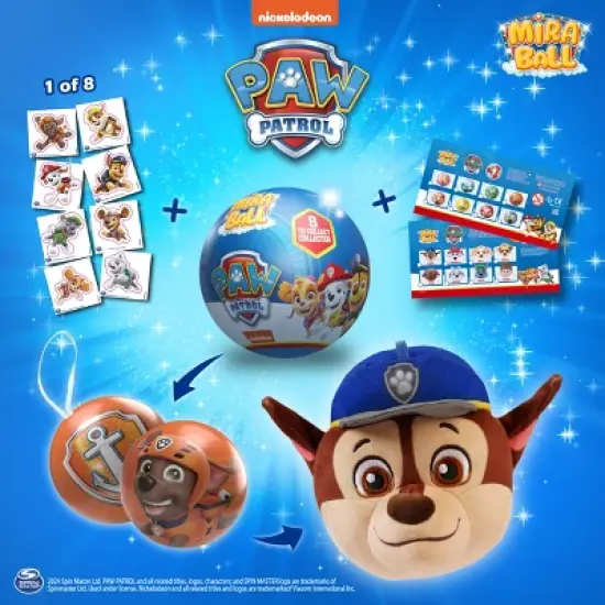 PAW Patrol MiraBall, 3-in-1 Surprise, Blind Box Toys for Kids - Collectable Characters from TV Shows - Metal Ball, Plush, Stickers, White Ribbon image {1}