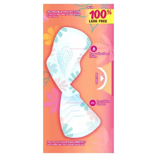 Always Radiant FlexFoam Teen Pads Regular Absorbency with Wings - Unscented - 28ct image {8}