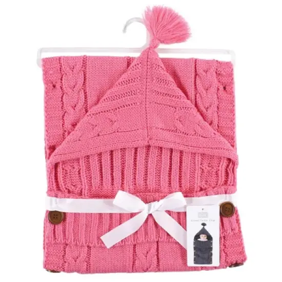 Hudson Baby Infant Girl Knitted Baby Lounge Stroller Wrap Sack, Azalea Pink, One Size image {1}