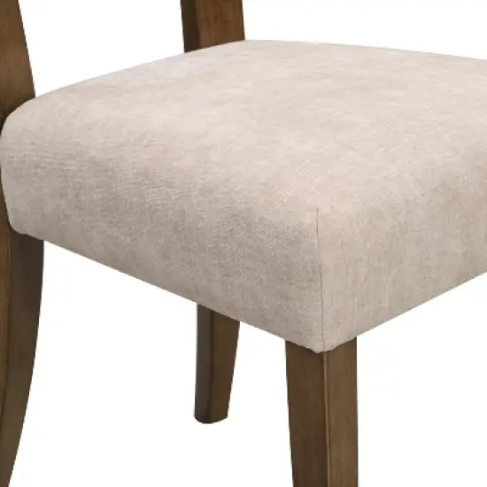 Set of 2 Elegant Wooden Dining Chairs with Chenille Upholstered Seat, Solid Rubberwood Frame - Christopher Knight Home image {11}