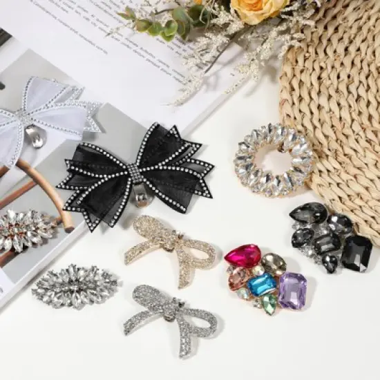 Unique Bargains Detachable Classic Fashion Sparkling Rhinestone Shoe Clips 1 Pair image {4}