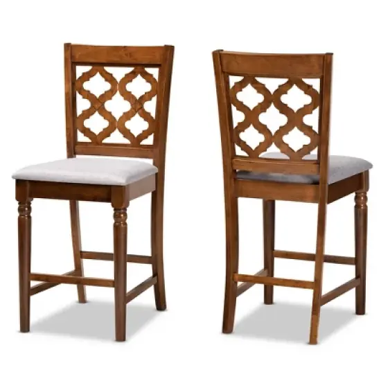 2pc Ramiro Wood Counter Height Barstools - Baxton Studio image {8}