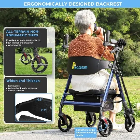 Lycvki Heavy Duty Foldable Rollator Walkers for Seniors with Adjustable Padded Seat and Handle image {2}