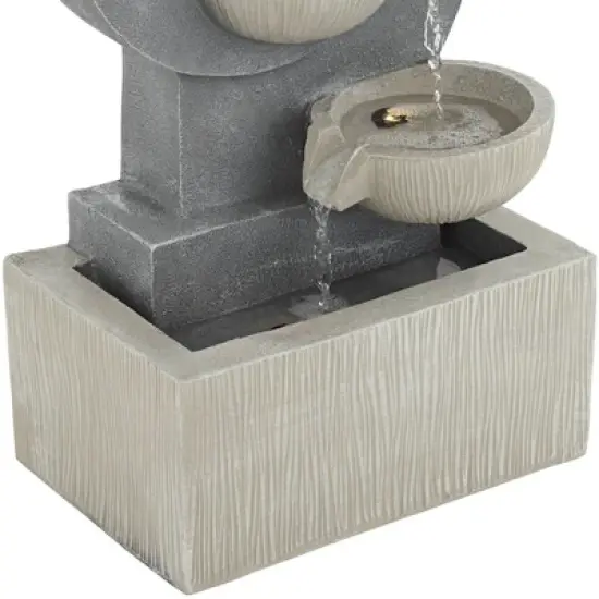 Tarin Four Bowl 23 1/2" High Large Modern Indoor Outdoor Decor Gray Faux Stone Floor Fountain with Light LED Cascading Outside image {4}