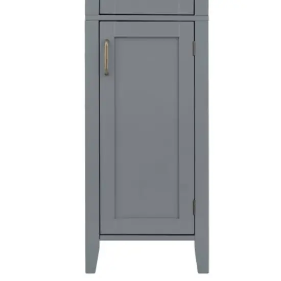 Mercer Mid Century Modern Wooden Linen Tower Cabinet Gray - Elegant Home Fashions image {7}