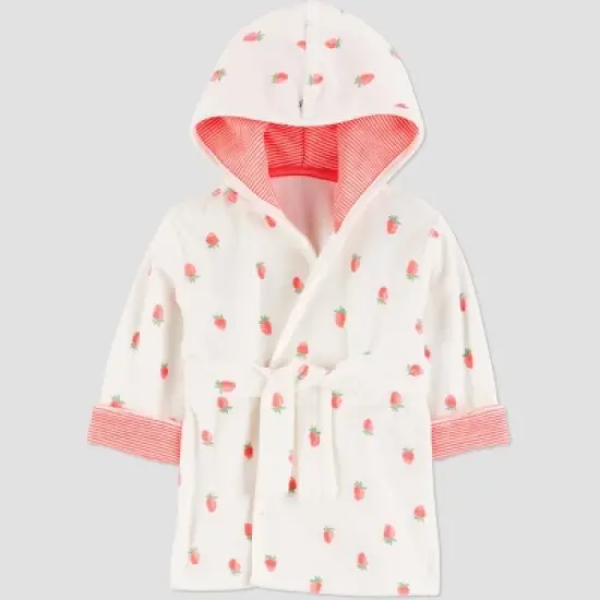 Carter's Just One You&reg;️ Baby Strawberry Robe - Pink: Midweight Terry Bath Wrap, Cotton-Polyester Blend, Machine Washable image {4}