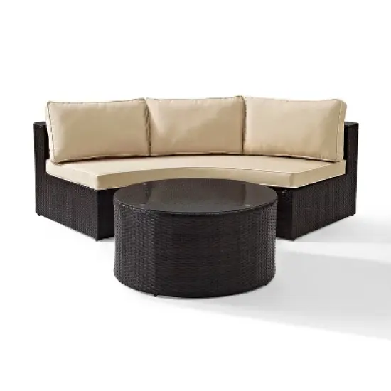 Catalina 2pc Outdoor Wicker Sectional Set - Sand - Crosley image {8}