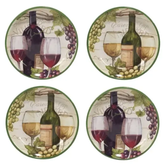 Set of 4 Meadow Brook Vineyard Assorted Soup/Pasta Bowls - Certified International image {6}