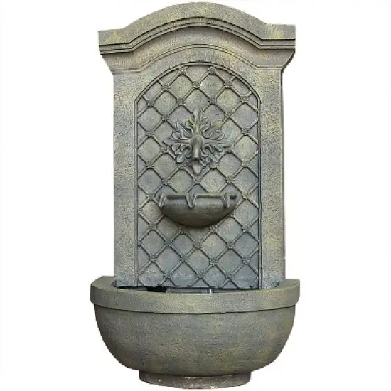 Sunnydaze 31"H Electric Polystone Rosette Leaf Outdoor Wall-Mount Water Fountain image {5}