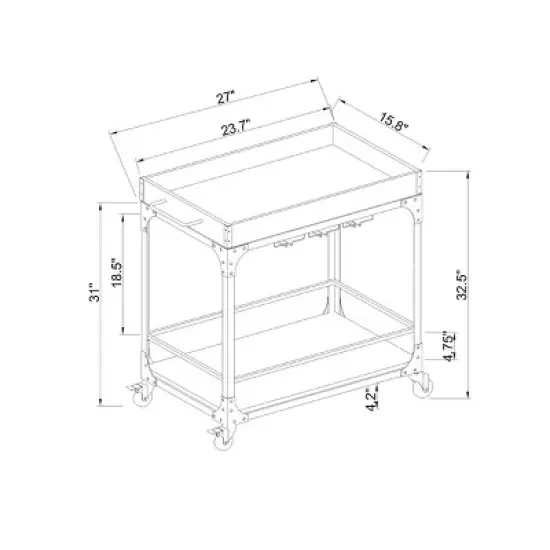 Franklin Bar Cart and Wine Rack Weathered Gray - Threshold&trade; image {4}